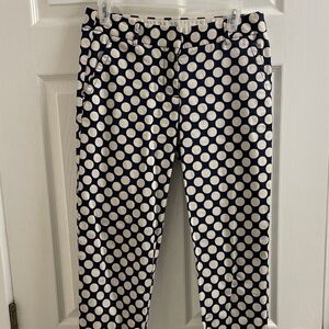 J. Crew CityFit Stretch Navy and White Polka Dot Pants Size 2